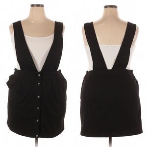 Black Cotton Apron Pinafore Overall Skirt Dress 1X